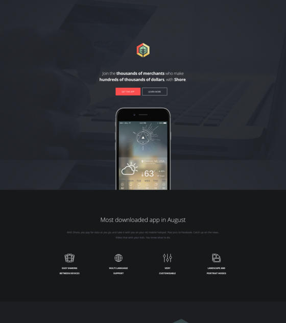 Shore - App Landing Page by HighGrade